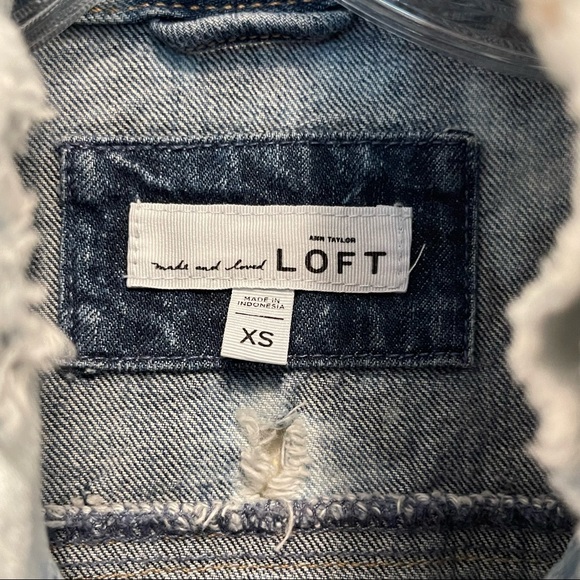 LOFT Custom Upcycled Bleached/Distressed Denim Jacket - Picture 13 of 15